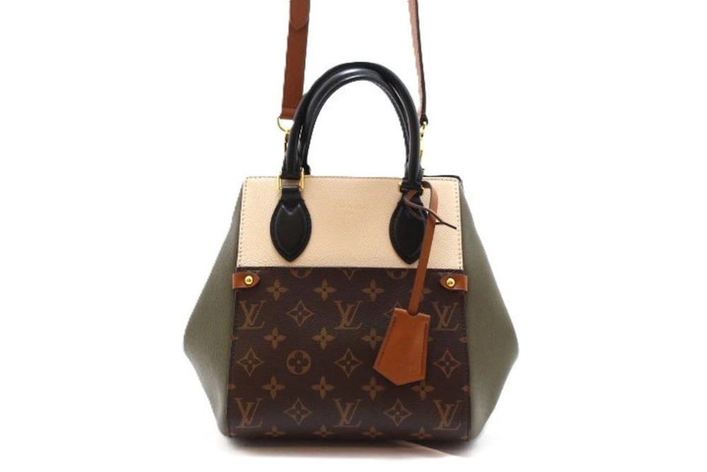 LOUIS VUITTON Fold Tote Shoulder Bag Monogram Canvas Cream Khaki Green